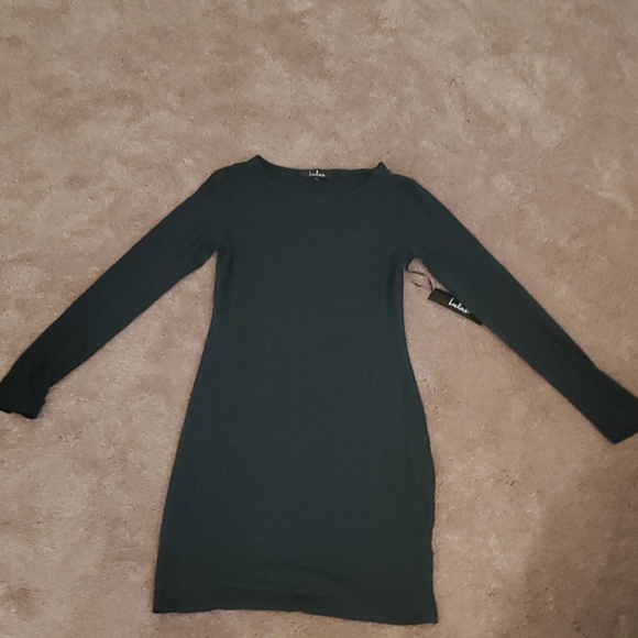 NWT Lulus Long Sleeve Hunter Green Midi Dress - Picture 2 of 3